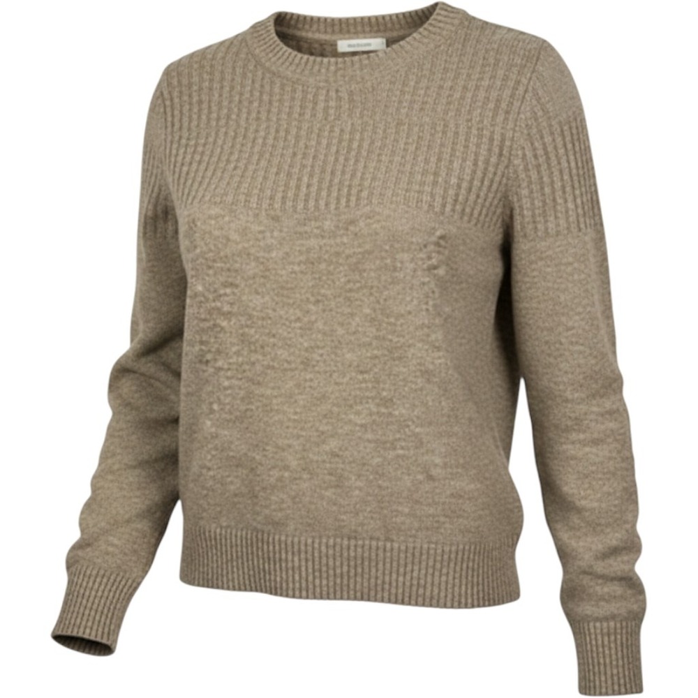SHEIN Sweater Womens 4 Tan Pullover Crew Neck Knit Openwork Sleeve Acrylic